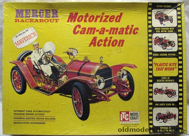 ITC 1/8 Mercer Raceabout Motorized Cam-a-Matic with Working Lights, 36376-895 plastic model kit